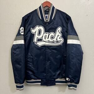 Starter Nevada Wolf Pack Satin Bomber Jacket Mens M Blue NCAA Varsity Y2K